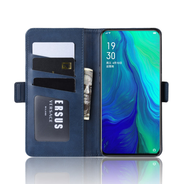 Dual-side Magnetic Buckle Horizontal Flip Leather Case for OPPO Reno 10x Zoom, with Holder & Card Slots & Wallet & Photo Frame(Dark Blue) by buy2fix
