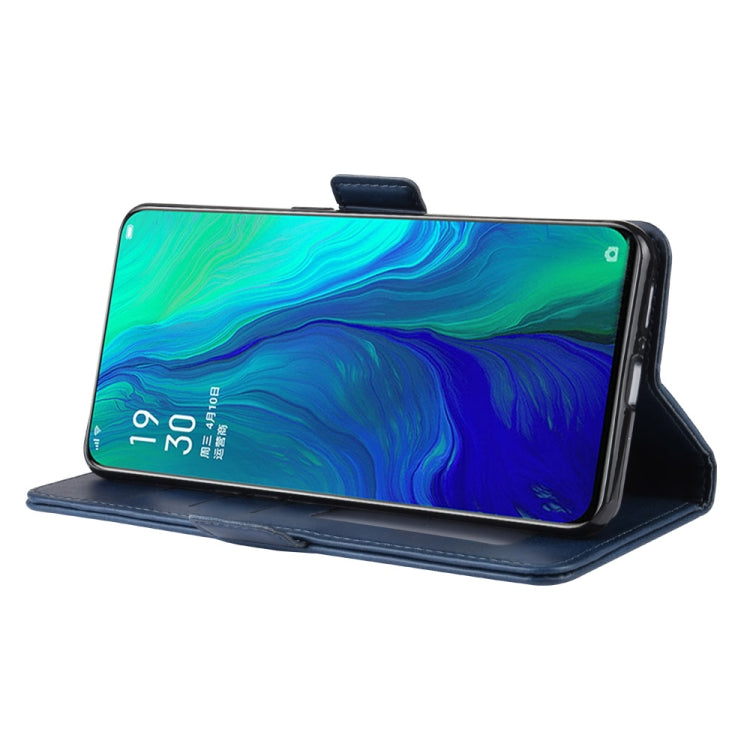Dual-side Magnetic Buckle Horizontal Flip Leather Case for OPPO Reno 10x Zoom, with Holder & Card Slots & Wallet & Photo Frame(Dark Blue) by buy2fix