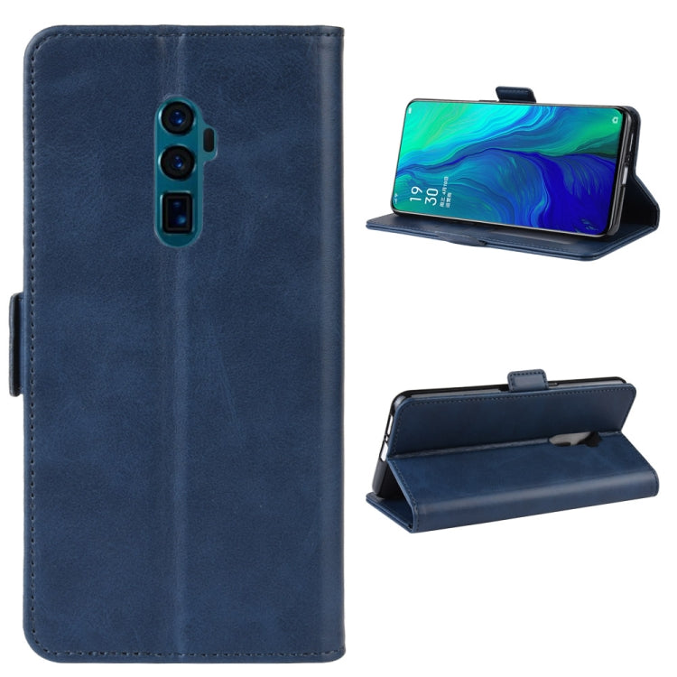 Dual-side Magnetic Buckle Horizontal Flip Leather Case for OPPO Reno 10x Zoom, with Holder & Card Slots & Wallet & Photo Frame(Dark Blue) by buy2fix
