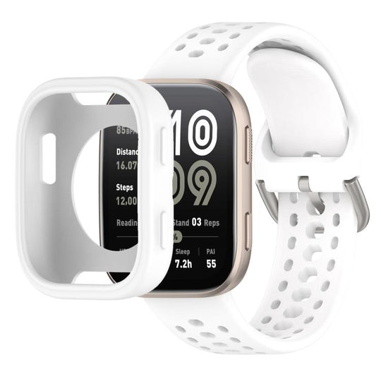 For Amazfit Bip 6 Sofe Case Integrated Silicone Watch Band(White)