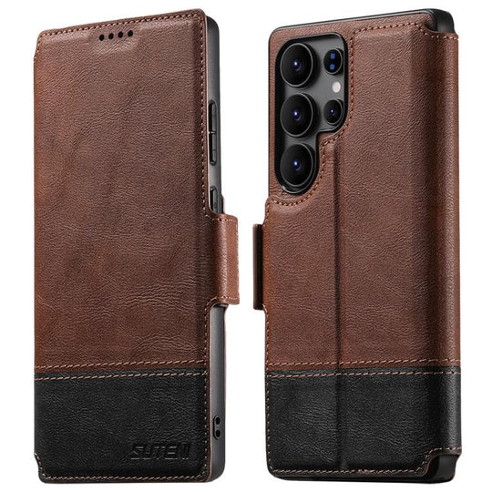 For Samsung Galaxy S24 Ultra 5G Suteni Q06 2-in-1 Multi-function Detachable Wallet MagSafe Phone Case(Brown)
