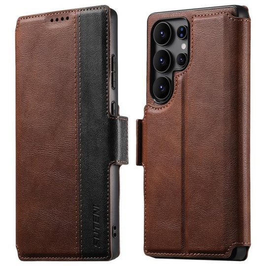 For Samsung Galaxy S23 Ultra 5G Suteni Q07 2-in-1 Multi-function Detachable Wallet MagSafe Phone Case(Brown)