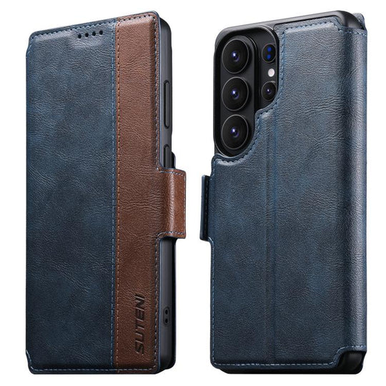 For Samsung Galaxy S26 Ultra 5G Suteni Q07 2-in-1 Multi-function Detachable Wallet MagSafe Phone Case(Blue)