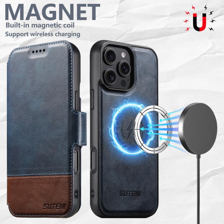 For iPhone 16 Pro Max Suteni Q06 2-in-1 Multi-function Detachable Wallet MagSafe Phone Case(Black) - iPhone 16 Pro Max Cases by Suteni | Online Shopping UK | buy2fix
