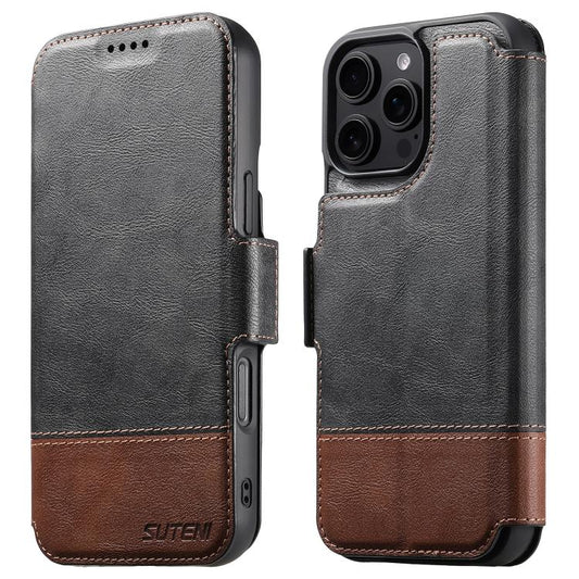 For iPhone 16 Pro Suteni Q06 2-in-1 Multi-function Detachable Wallet MagSafe Phone Case(Black) - iPhone 16 Pro Cases by Suteni | Online Shopping UK | buy2fix