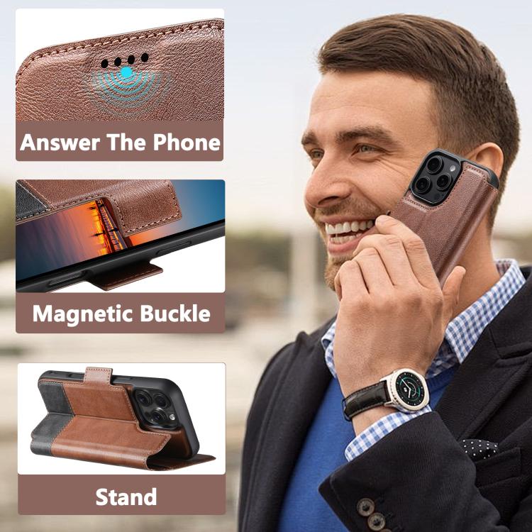For iPhone 16 Pro Suteni Q06 2-in-1 Multi-function Detachable Wallet MagSafe Phone Case(Brown) - iPhone 16 Pro Cases by Suteni | Online Shopping UK | buy2fix