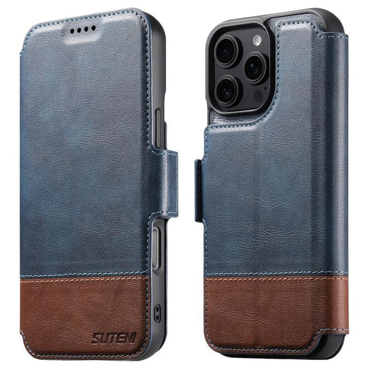 For iPhone 16 Pro Suteni Q06 2-in-1 Multi-function Detachable Wallet MagSafe Phone Case(Blue) - iPhone 16 Pro Cases by Suteni | Online Shopping UK | buy2fix