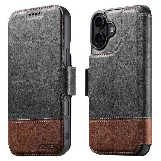 For iPhone 16 Plus Suteni Q06 2-in-1 Multi-function Detachable Wallet MagSafe Phone Case(Black) - iPhone 16 Plus Cases by Suteni | Online Shopping UK | buy2fix