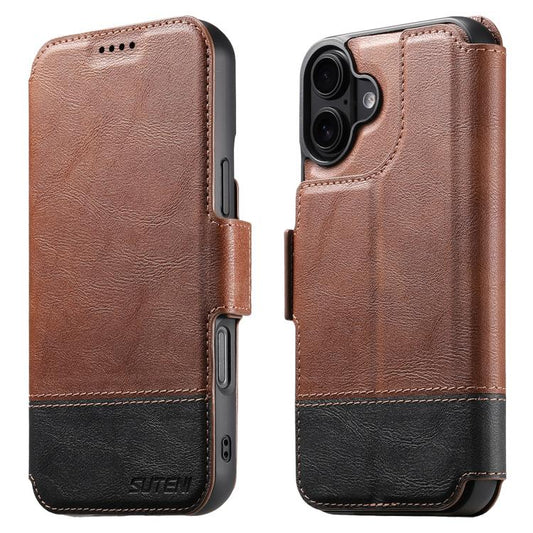 For iPhone 16 Plus Suteni Q06 2-in-1 Multi-function Detachable Wallet MagSafe Phone Case(Brown) - iPhone 16 Plus Cases by Suteni | Online Shopping UK | buy2fix