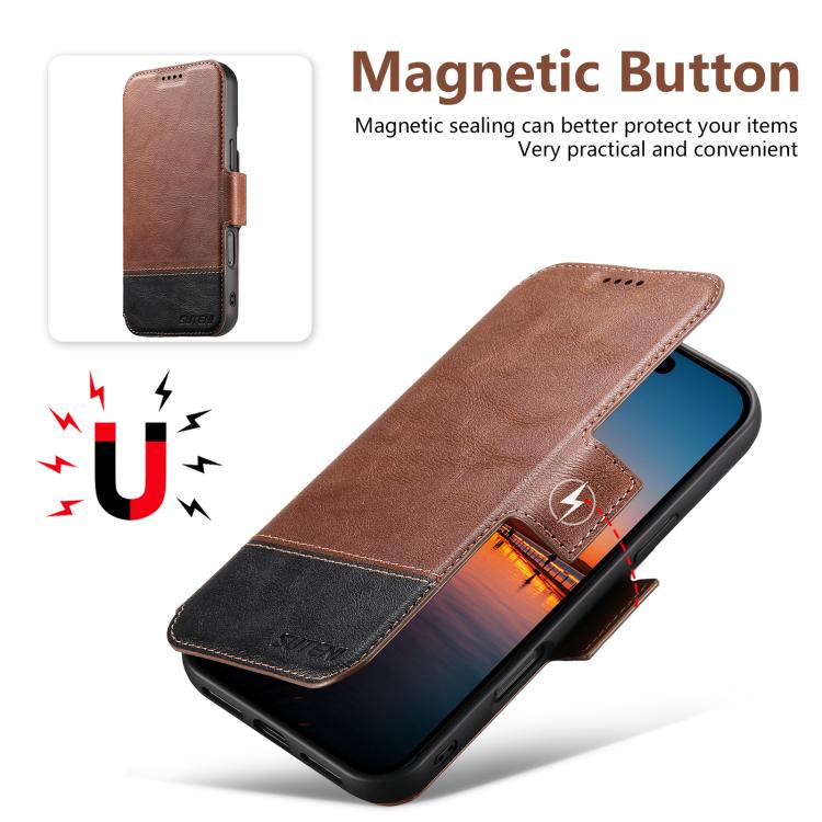 For iPhone 16 Plus Suteni Q06 2-in-1 Multi-function Detachable Wallet MagSafe Phone Case(Brown) - iPhone 16 Plus Cases by Suteni | Online Shopping UK | buy2fix