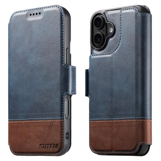For iPhone 16 Plus Suteni Q06 2-in-1 Multi-function Detachable Wallet MagSafe Phone Case(Blue) - iPhone 16 Plus Cases by Suteni | Online Shopping UK | buy2fix