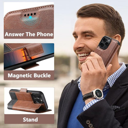 For iPhone 15 Suteni Q06 2-in-1 Multi-function Detachable Wallet MagSafe Phone Case(Brown) - iPhone 15 Cases by Suteni | Online Shopping UK | buy2fix