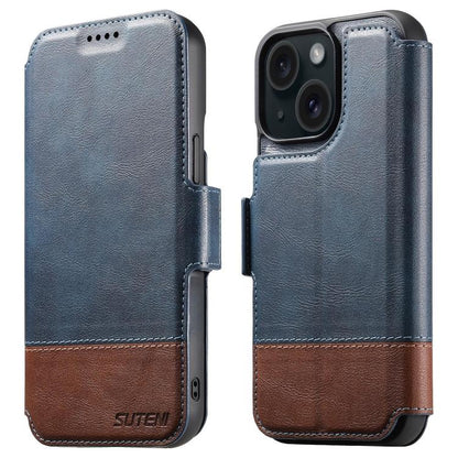 For iPhone 15 Suteni Q06 2-in-1 Multi-function Detachable Wallet MagSafe Phone Case(Blue) - iPhone 15 Cases by Suteni | Online Shopping UK | buy2fix