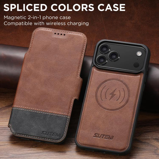 For iPhone 17 Pro Max Suteni Q06 2-in-1 Multi-function Detachable Wallet MagSafe Phone Case(Brown) - iPhone 17 Pro Max Cases by Suteni | Online Shopping UK | buy2fix
