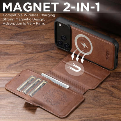 For iPhone 17 Pro Max Suteni Q06 2-in-1 Multi-function Detachable Wallet MagSafe Phone Case(Brown) - iPhone 17 Pro Max Cases by Suteni | Online Shopping UK | buy2fix