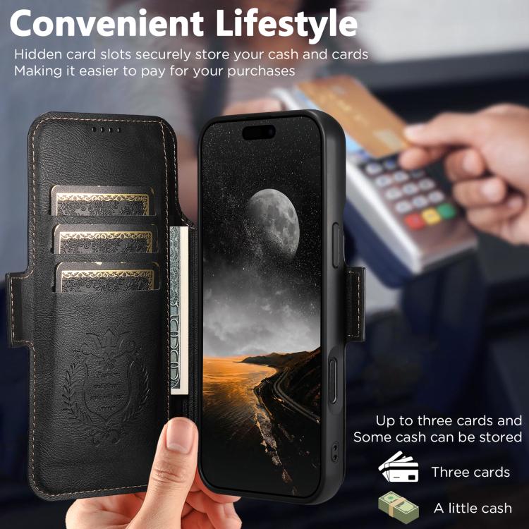 For iPhone Air Suteni Q06 2-in-1 Multi-function Detachable Wallet MagSafe Phone Case(Black) - iPhone Air Cases by Suteni | Online Shopping UK | buy2fix