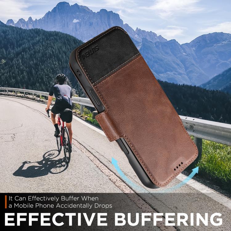 For iPhone 17 Air Suteni Q06 2-in-1 Multi-function Detachable Wallet MagSafe Phone Case(Brown) - iPhone 17 Air Cases by Suteni | Online Shopping UK | buy2fix