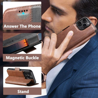For iPhone 16 Pro Suteni Q07 2-in-1 Multi-function Detachable Wallet MagSafe Phone Case(Brown) - iPhone 16 Pro Cases by Suteni | Online Shopping UK | buy2fix