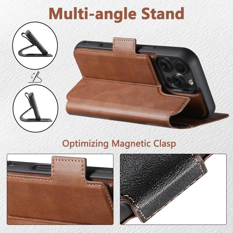 For iPhone 16 Pro Suteni Q07 2-in-1 Multi-function Detachable Wallet MagSafe Phone Case(Brown) - iPhone 16 Pro Cases by Suteni | Online Shopping UK | buy2fix