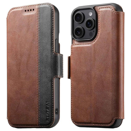 For iPhone 15 Pro Suteni Q07 2-in-1 Multi-function Detachable Wallet MagSafe Phone Case(Brown) - iPhone 15 Pro Cases by Suteni | Online Shopping UK | buy2fix