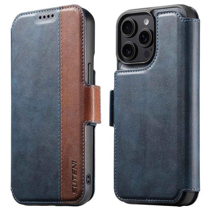 For iPhone 15 Pro Suteni Q07 2-in-1 Multi-function Detachable Wallet MagSafe Phone Case(Blue) - iPhone 15 Pro Cases by Suteni | Online Shopping UK | buy2fix