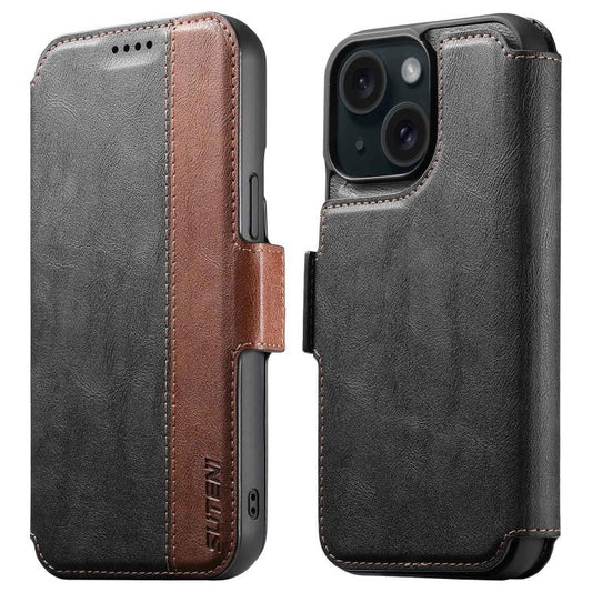 For iPhone 15 Suteni Q07 2-in-1 Multi-function Detachable Wallet MagSafe Phone Case(Black) - iPhone 15 Cases by Suteni | Online Shopping UK | buy2fix