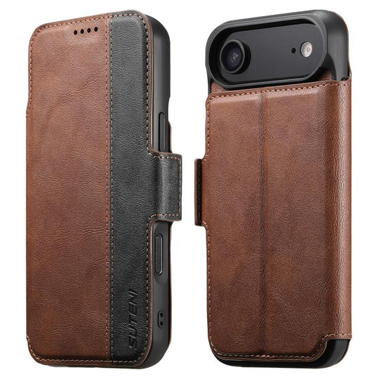 For iPhone Air Suteni Q07 2-in-1 Multi-function Detachable Wallet MagSafe Phone Case(Brown)