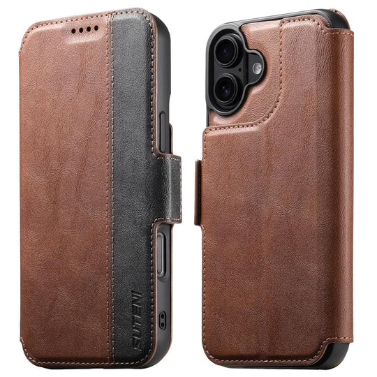 For iPhone 17 Suteni Q07 2-in-1 Multi-function Detachable Wallet MagSafe Phone Case(Brown)