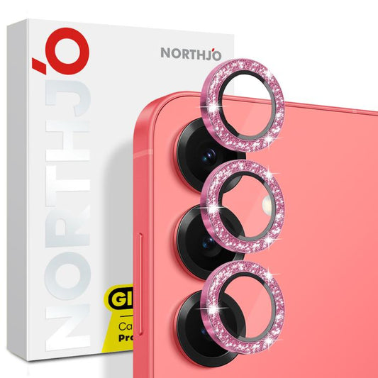 For Samsung Galaxy S25 5G NORTHJO 1 Set Camera Lens Protector Glitter Metal Ring Film(Pink) - For Samsung by NORTHJO | Online Shopping UK | buy2fix