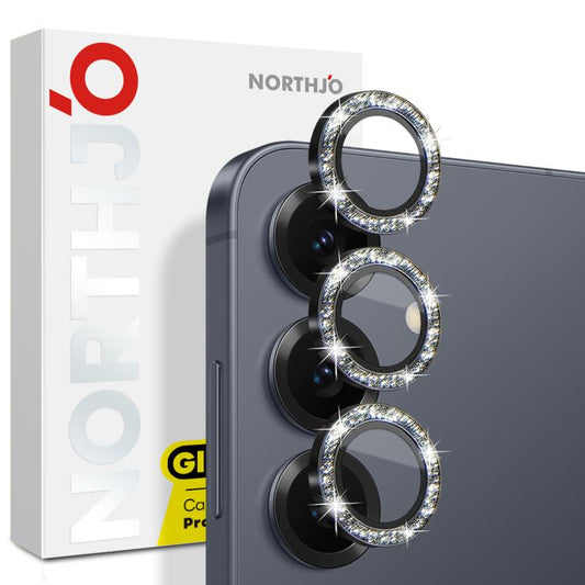 For Samsung Galaxy S25 5G NORTHJO 1 Set Camera Lens Protector Glitter Metal Ring Film(Black) - For Samsung by NORTHJO | Online Shopping UK | buy2fix