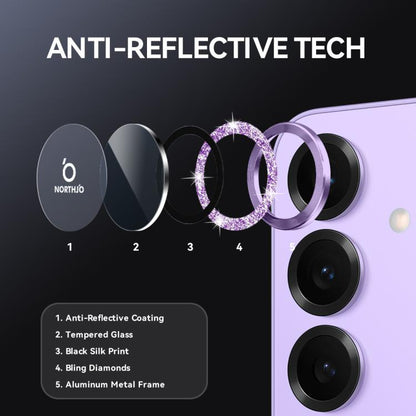 For Samsung Galaxy S25 5G NORTHJO 1 Set Camera Lens Protector Glitter Metal Ring Film(Purple) - For Samsung by NORTHJO | Online Shopping UK | buy2fix