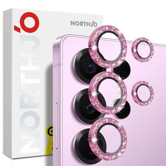 For Samsung Galaxy S25 Ultra 5G NORTHJO 1 Set Camera Lens Protector Glitter Metal Ring Film(Pink) - For Samsung by NORTHJO | Online Shopping UK | buy2fix