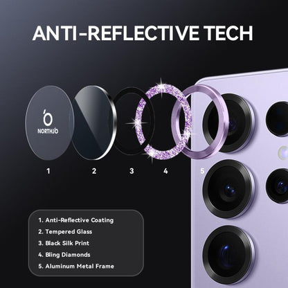 For Samsung Galaxy S25 Ultra 5G NORTHJO 1 Set Camera Lens Protector Glitter Metal Ring Film(Purple) - For Samsung by NORTHJO | Online Shopping UK | buy2fix