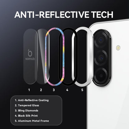 For Samsung Galaxy A26 5G NORTHJO 1 Set Camera Lens Protector Glitter Metal Ring Film(Colorful) - For Samsung by NORTHJO | Online Shopping UK | buy2fix