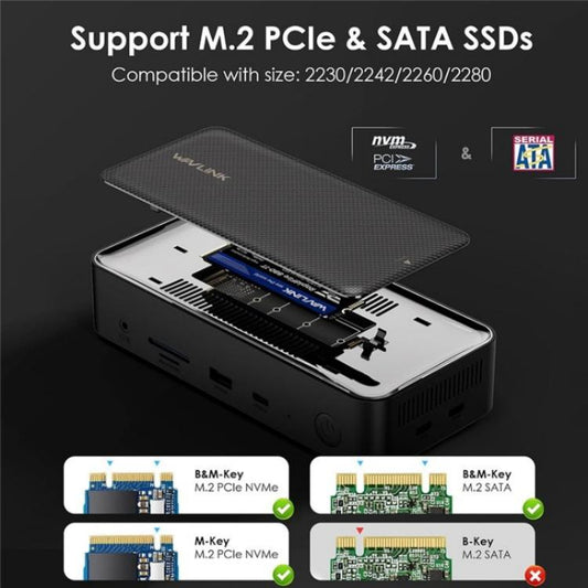 WAVLINK UMD23M For Laptop Tablet 13 in 1 USB-C Hub 10Gbps M.2 Pcie / SATA SSD Enclosure(EU Plug) - USB HUB by WAVLINK | Online Shopping UK | buy2fix