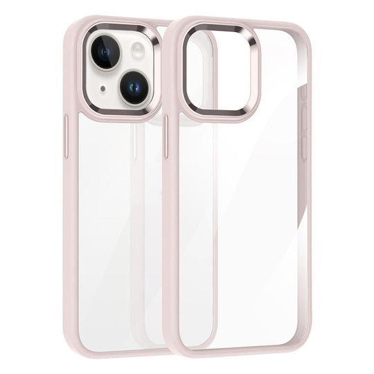 For iPhone 13 Kalebol Gold Shield PC Hybrid TPU Phone Case(Pink)