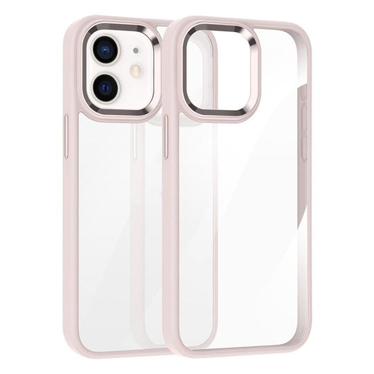 For iPhone 12 Kalebol Gold Shield PC Hybrid TPU Phone Case(Pink)