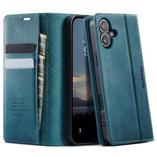 For iPhone 16 Plus CaseMe 033 Calf Leather Lining Microfibre RFID Blocking Phone Case(Green) - iPhone 16 Plus Cases by CaseMe | Online Shopping UK | buy2fix