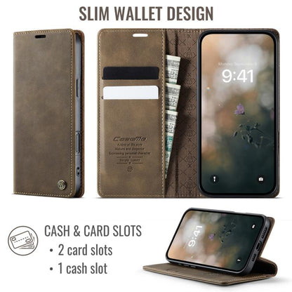 For iPhone 16 Pro CaseMe 033 Calf Leather Lining Microfibre RFID Blocking Phone Case(Coffee) - iPhone 16 Pro Cases by CaseMe | Online Shopping UK | buy2fix