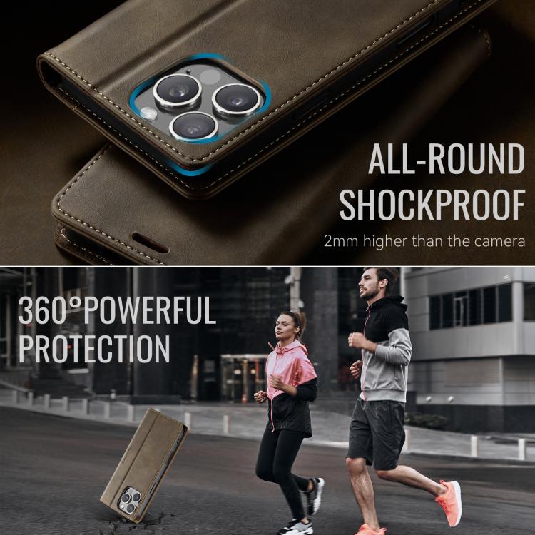 For iPhone 16 Pro CaseMe 033 Calf Leather Lining Microfibre RFID Blocking Phone Case(Coffee) - iPhone 16 Pro Cases by CaseMe | Online Shopping UK | buy2fix