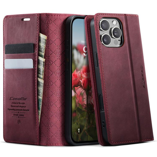 For iPhone 16 Pro CaseMe 033 Calf Leather Lining Microfibre RFID Blocking Phone Case(Red) - iPhone 16 Pro Cases by CaseMe | Online Shopping UK | buy2fix