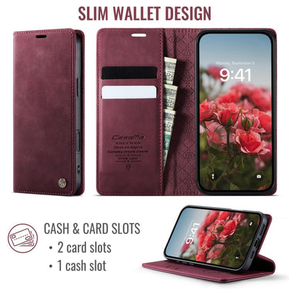 For iPhone 16 Pro CaseMe 033 Calf Leather Lining Microfibre RFID Blocking Phone Case(Red) - iPhone 16 Pro Cases by CaseMe | Online Shopping UK | buy2fix