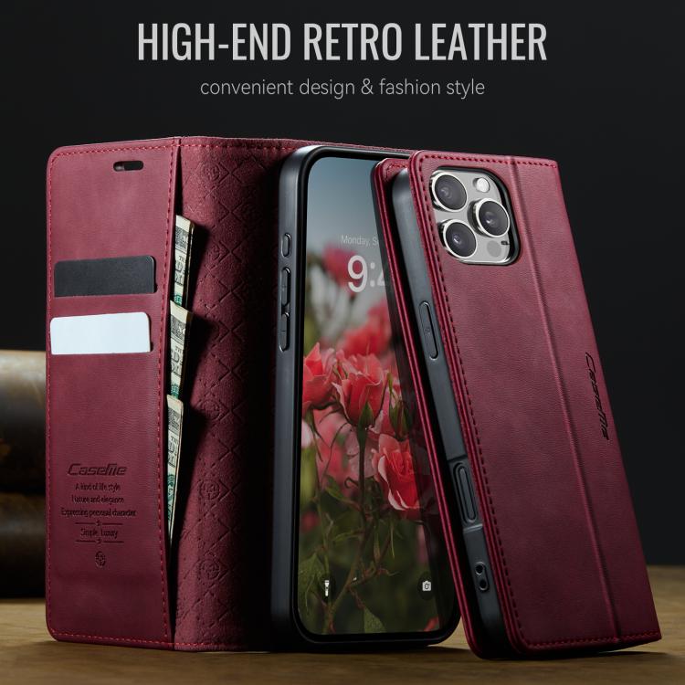 For iPhone 16 Pro CaseMe 033 Calf Leather Lining Microfibre RFID Blocking Phone Case(Red) - iPhone 16 Pro Cases by CaseMe | Online Shopping UK | buy2fix