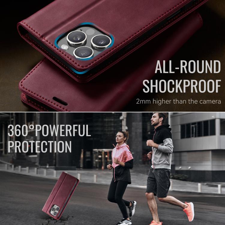 For iPhone 16 Pro CaseMe 033 Calf Leather Lining Microfibre RFID Blocking Phone Case(Red) - iPhone 16 Pro Cases by CaseMe | Online Shopping UK | buy2fix