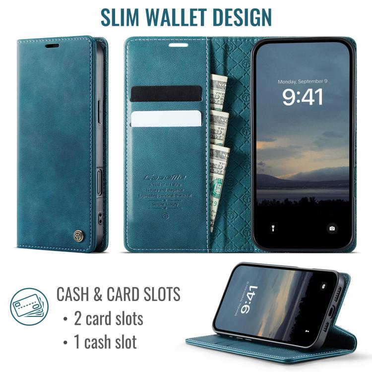 For iPhone 16 Pro CaseMe 033 Calf Leather Lining Microfibre RFID Blocking Phone Case(Green) - iPhone 16 Pro Cases by CaseMe | Online Shopping UK | buy2fix