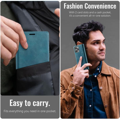 For iPhone 16 Pro CaseMe 033 Calf Leather Lining Microfibre RFID Blocking Phone Case(Green) - iPhone 16 Pro Cases by CaseMe | Online Shopping UK | buy2fix