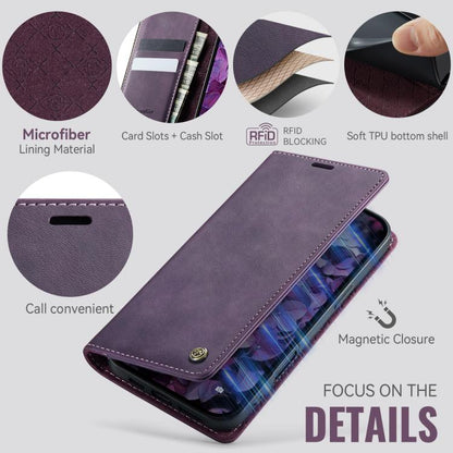 For iPhone 16 Pro CaseMe 033 Calf Leather Lining Microfibre RFID Blocking Phone Case(Purple) - iPhone 16 Pro Cases by CaseMe | Online Shopping UK | buy2fix