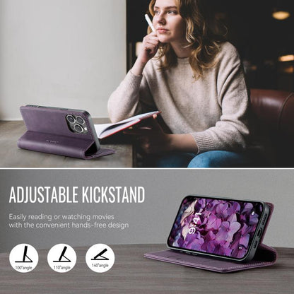 For iPhone 16 Pro CaseMe 033 Calf Leather Lining Microfibre RFID Blocking Phone Case(Purple) - iPhone 16 Pro Cases by CaseMe | Online Shopping UK | buy2fix