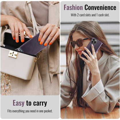 For iPhone 16 Pro CaseMe 033 Calf Leather Lining Microfibre RFID Blocking Phone Case(Purple) - iPhone 16 Pro Cases by CaseMe | Online Shopping UK | buy2fix