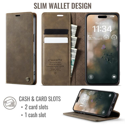 For iPhone 17 Pro Max CaseMe 033 Calf Leather Lining Microfibre RFID Blocking Phone Case(Coffee) - iPhone 17 Pro Max Cases by CaseMe | Online Shopping UK | buy2fix